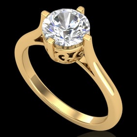 1.25 ctw VS/SI Diamond Solitaire Art Deco Ring 18k Yellow Gold