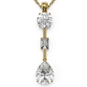 2.5 ctw Pear Cut Diamond Designer Necklace 18K Yellow Gold