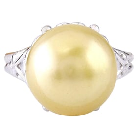 Gold South Sea Pearl 14K White Gold Ring