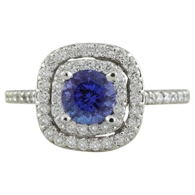 Tanzanite Diamond Ring 14K White Gold