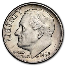1962 Roosevelt Dime 50-Coin Roll BU