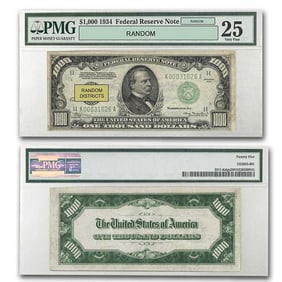 1934/34-A $1,000 FRN VF PMG/PCGS Districts