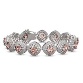 31.35 ctw Morganite & Diamond Victorian Bracelet 14K White Gold