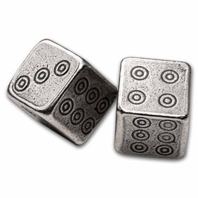 2.5 oz Silver Gaming Dice w/