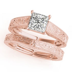 0.75 ctw VS/SI Princess Diamond 2pc Wedding Set 14k Rose Gold