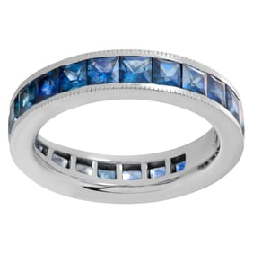 Blue sapphire eternity band in 14k