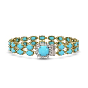 13.37 ctw Turquoise & Diamond Bracelet 14K Yellow Gold