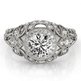 1.25 ctw Certified VS/SI Diamond Antique Ring 18k White Gold