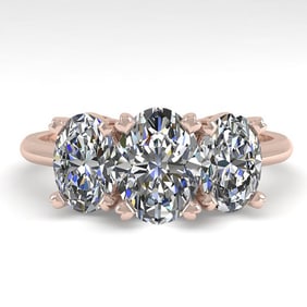 2.0 ctw Oval Cut VS/SI Diamond 3 Stone Designer Ring 18k Rose Gold