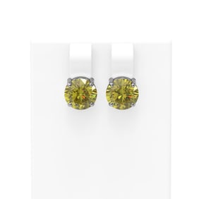 4 ctw Fancy Yellow Diamond Earrings 18K White Gold