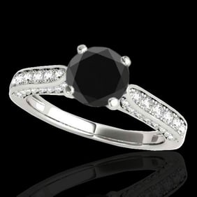 1.6 ctw Certified VS Black Diamond Solitaire Ring 10k White Gold