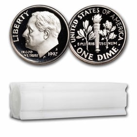 1992-S Roosevelt Dime 50-Coin Roll Proof