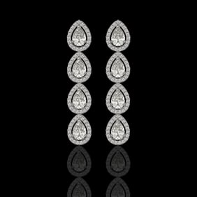 5.22 ctw Pear Cut Diamond Micro Pave Earrings 18K White Gold