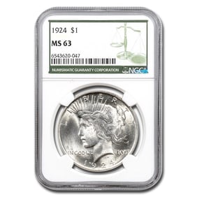 1924 Peace Dollar MS-63 NGC (Green