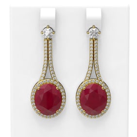 15.53 ctw Ruby & Diamond Earrings 18K Yellow Gold