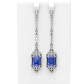 11.15 ctw Tanzanite & Diamond Earrings 18K White Gold