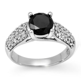2.05 ctw VS Certified Black & White Diamond Ring 14k White Gold