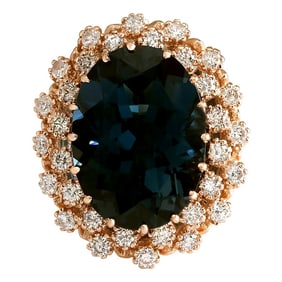 Topaz 14K Rose Gold Diamond Ring