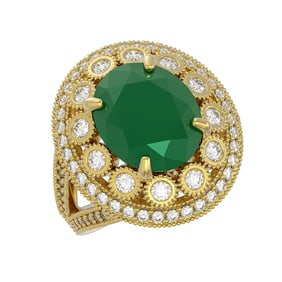 8.76 ctw Certified Emerald & Diamond Victorian Ring 14K Yellow Gold