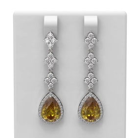 8.22 ctw Canary Citrine & Diamond Earrings 18K White Gold