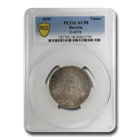 1638 Germany Bavaria Silver Thaler AU-58