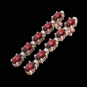 15.47 ctw Garnet & VS/SI Certified Diamond Tennis Earrings 10k Rose Gold