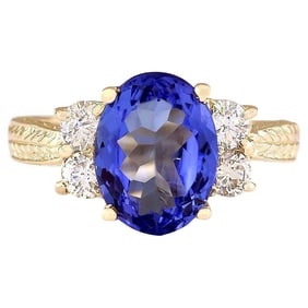 Tanzanite Diamond Ring 14K Yellow Gold