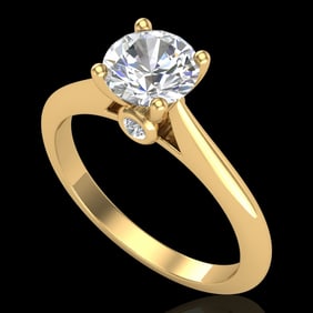 1.08 ctw VS/SI Diamond Solitaire Art Deco Ring 18k Yellow Gold