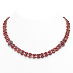 59.69 ctw Tourmaline & Diamond Necklace 14K Rose Gold