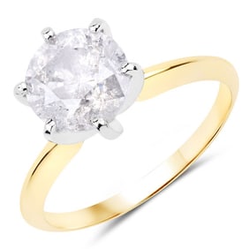 2.02 CT Genuine White Diamond 14K Yellow & White Gold Ring