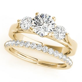 1.67 ctw VS/SI Diamond 3 Stone 2pc Wedding Set 14k Yellow Gold