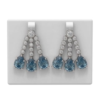 17.82 ctw Blue Topaz & Diamond Earrings 18K White Gold