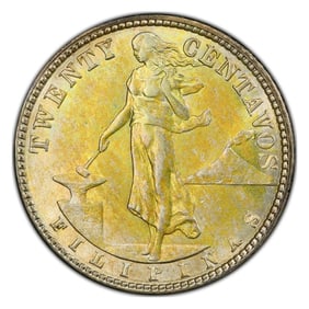 1917-S Philippines Silver 20 Centavos MS-63