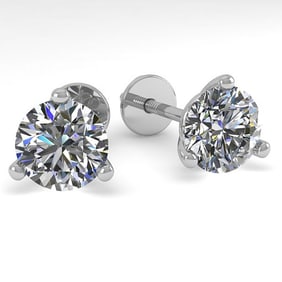 1.53 ctw Certified VS/SI Diamond Stud Earrings Martini 14k White Gold