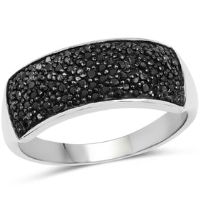 0.43 CT Genuine Black Diamond 14K White Gold Ring