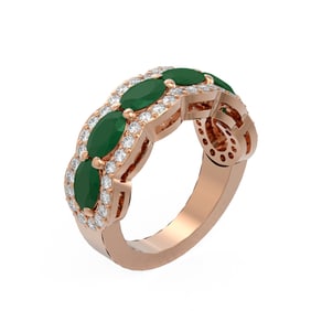 5.03 ctw Emerald & Diamond Ring 18K Rose Gold