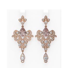 10.1 ctw Morganite & Diamond Earrings 18K Rose Gold