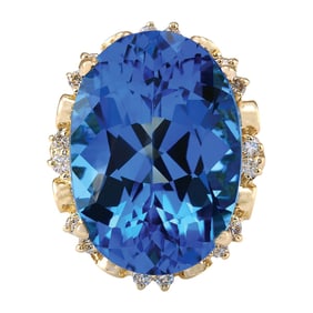 Topaz Diamond Ring 14K Yellow Gold