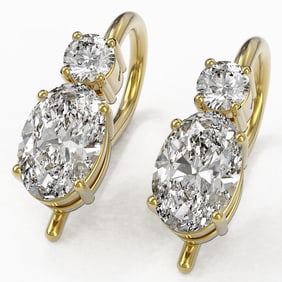 1.25 ctw Oval Cut Diamond Designer Earrings 18K Yellow Gold