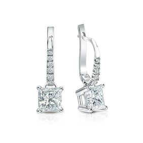 Natural 1.25 CTW Diamond Dangle Earrings 18K White Gold