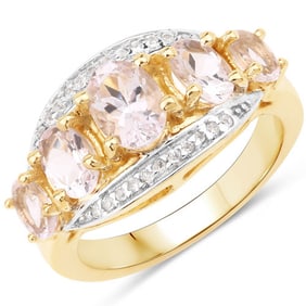 1.97 CT Genuine Morganite and White Topaz 14K White Gold Ring