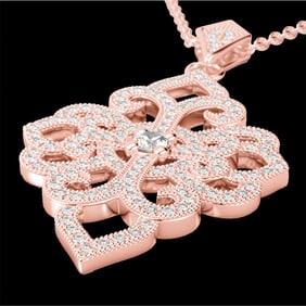 1.40 ctw Micro Pave VS/SI Diamond Designer Necklace 14k Rose Gold