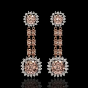 17.42 ctw Morganite & Diamond Earrings 14K Rose Gold
