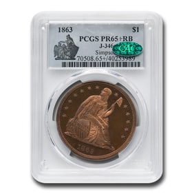 1863 Liberty Seated Dollar Pattern PR-65+
