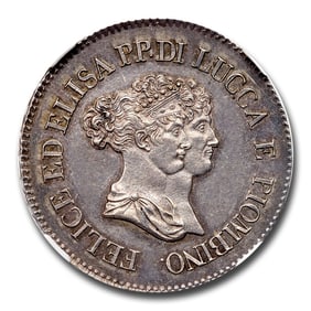 1805 Italy Silver 5 Franchi AU-58