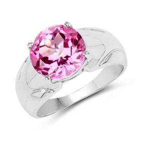4.55 CT Genuine Pink Topaz 14K White Gold Ring