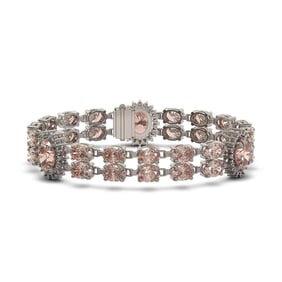 30.62 ctw Morganite & Diamond Bracelet 14K White Gold