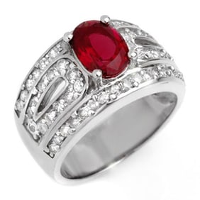 2.54 ctw Rubellite & Diamond Ring 14k White Gold