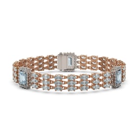 23.88 ctw Aquamarine & Diamond Bracelet 14K Rose Gold