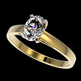 1 ctw Certified VS/SI Quality Oval Diamond Solitaire Ring 10k Yellow Gold